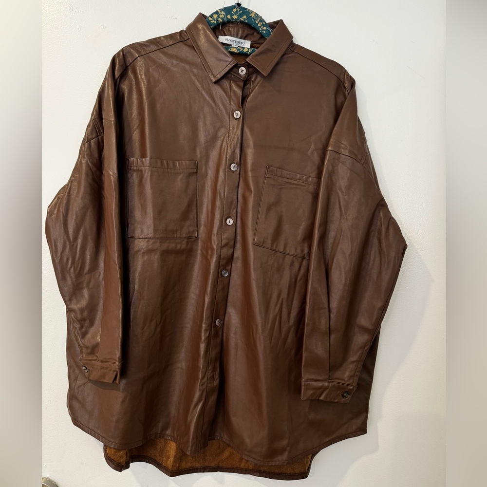 Faux Leather Shacket